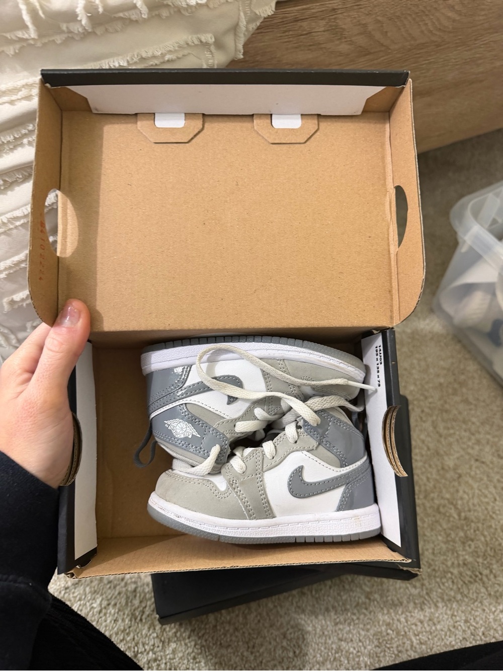 Jordan Kids High-Top Sneakers in Gray and White
